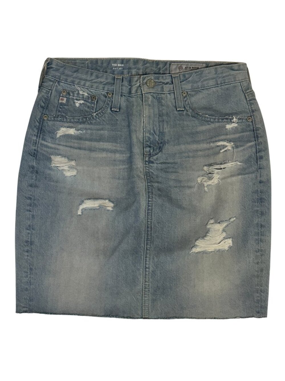 NWOT AG 'The Erin' pencil skirt in light denim distressed Size 27